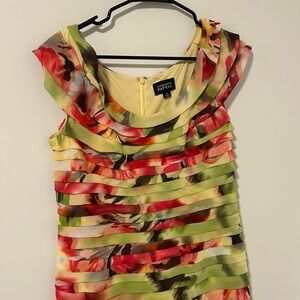 Adrianna Papell Cocktail Party Wedding Guest Floral Multicolor Dress Size 12